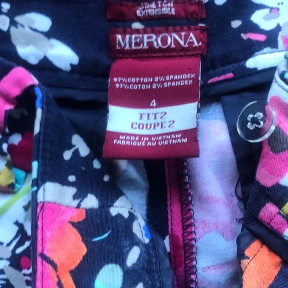 Merona Women's multi Trousers Floral size 4 - Picture 5 of 6